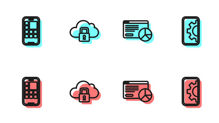 set line website statistic mobile apps cloud vector image