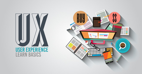 ux user experience background concept with doodle vector image