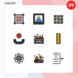 9 thematic filledline flat colors and editable vector image
