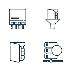 database and servers line icons linear set vector image