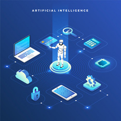Artificial intelligence banner with cyber brain Vector Image