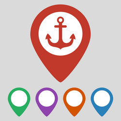 map pointer with anchor icon on grey background vector image