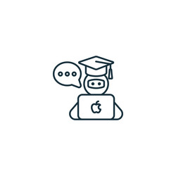 self-learning chatbot icon monochrome simple vector image
