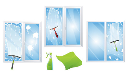 Window cleaning service concept with glass scraper
