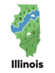 Illinois map shape united states america green vector