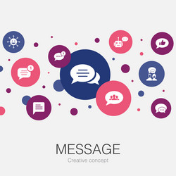 message trendy circle template with simple icons vector image