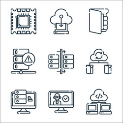 database and servers line icons linear set vector image