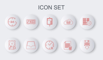 set line floppy disk backup hard drive hdd sync vector image