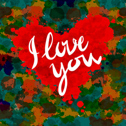 heart i love you colorful paint splash background vector