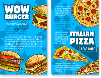 Fast food restaurant burger sketch poster vector