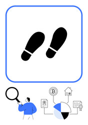 footsteps with data visualization and analysis vector image