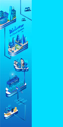 Cloud system secured data center isometric vector