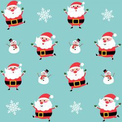 Cute santa and snowman pattern background vector