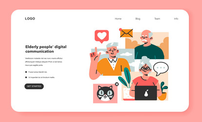 modern old characters using internet and computer vector image