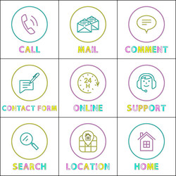 smartphone functions linear round icons templates vector image