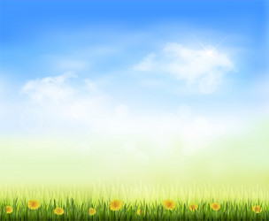 Spring natural background with blue sky clouds Vector Image