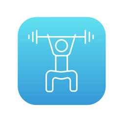 man exercising with barbell line icon vector