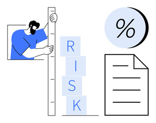 man measuring risk levels with stacked blocks vector image