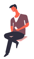 man using mobile phone male character vector