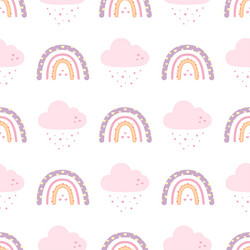 printseamless pattern with rainbows and clouds vector image