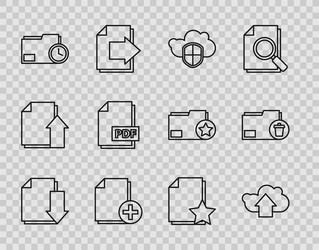 set line document with download cloud upload vector image