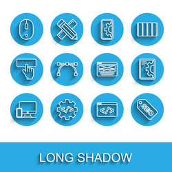 set line monitor and mobile front end development vector image