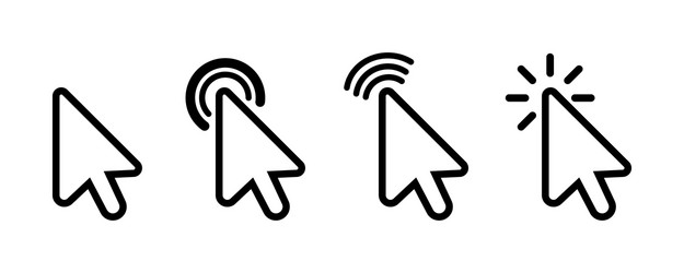cursor mouse icon set on white background click vector image