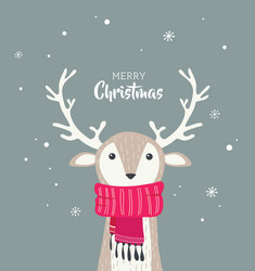 Cute Christmas Deer Card Vector Image