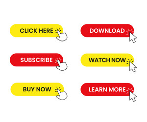 different web buttons with cursor vector image