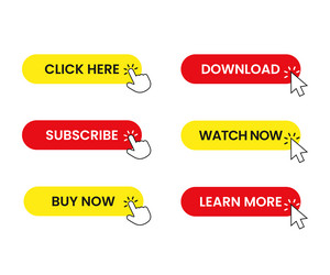 Different web buttons with cursor vector