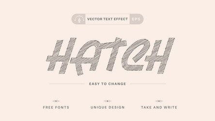 hatching pencil - editable text effect font style vector image