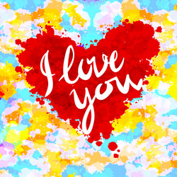 heart i love you colorful paint splash background vector