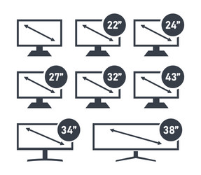 screen display set different diagonal sizes vector image
