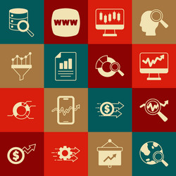 set search globe data analysis monitor vector image