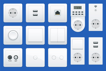 switches and sockets set all types ac power vector