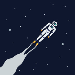android robot flying on space background vector image