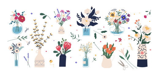 Blooming Floral Collection Vector Image
