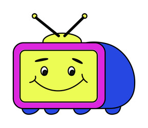 oldschool television set tv character smiling 90s vector