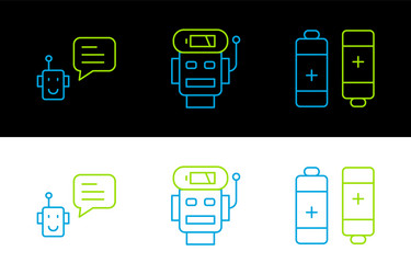 set line battery bot and robot low charge vector image