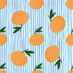 Random food seamless pattern with orange mandarin vector