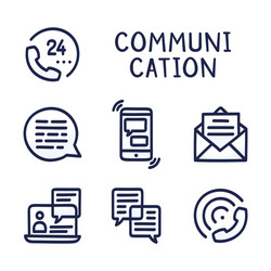 Set communication simple outline color icon vector