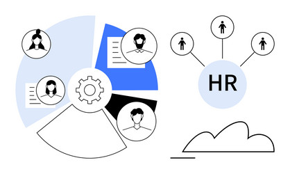hr process workflow with team profiles and data vector image