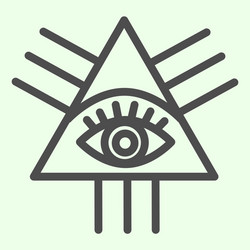 Masonic symbol line icon all seeing masons eye vector