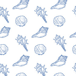 shells in a simple repeating pattern on white vector image