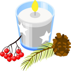 Christmas candle pine composition vector