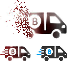 dispersed pixel halftone fast bitcoin delivery car vector image