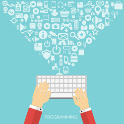 flat cloud computing and social media background vector image