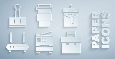 set printer calendar router and wi-fi signal vector image