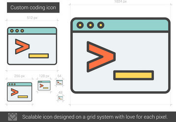 custom coding line icon vector image