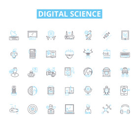 digital science linear icons set algorithm vector image